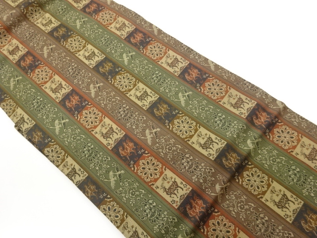JAPANESE NAGOYA OBI / WOVEN FLOWER CREST